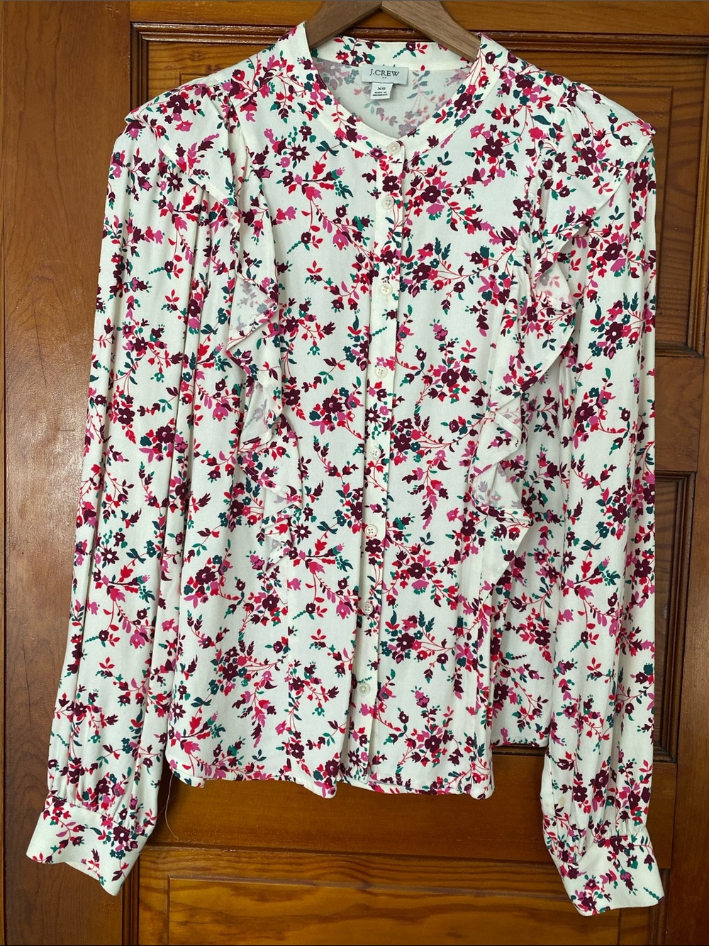 J.Crew Floral Ruffle Blouse